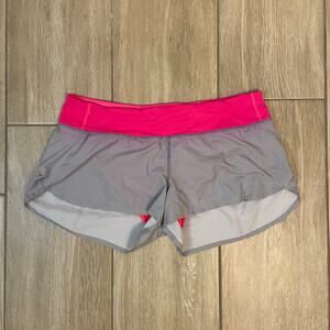 Lululemon Speed Short Womens Size 10 Pink Gray Running Athletic Shorts